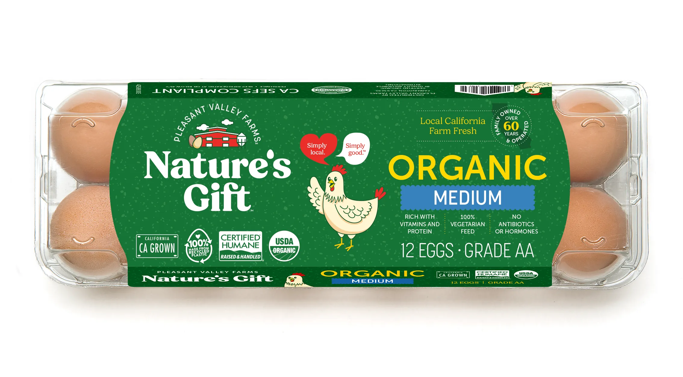 Nature's Gift organic medium 12 packs of eggs